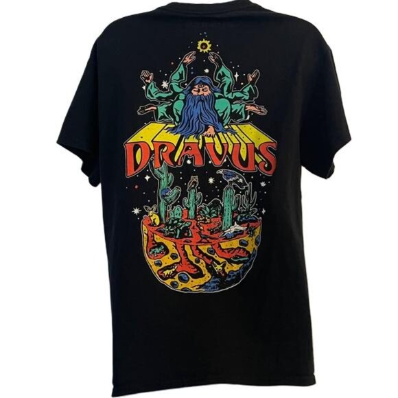 Dravus Graphic T Shirt Black Wizard Desert Print Men's Medium - Picture 5 of 8